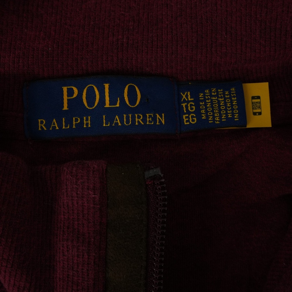 Polo Ralph Lauren Quarter Zip Mens XL Burgundy Cotton Blend Pullover Sweater - Picture 6 of 9